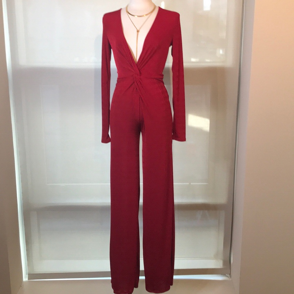 NWT 🤤Pant Jumpsuit Deep V Neck Plunge Black - Picture 5 of 7